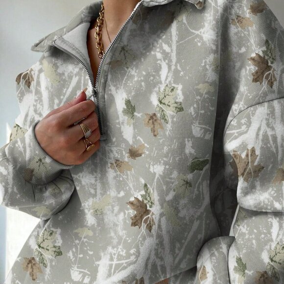 Casual Women's Loose Camouflage Print Drop Shoulder Sweatshirt top - Picture 3 of 4